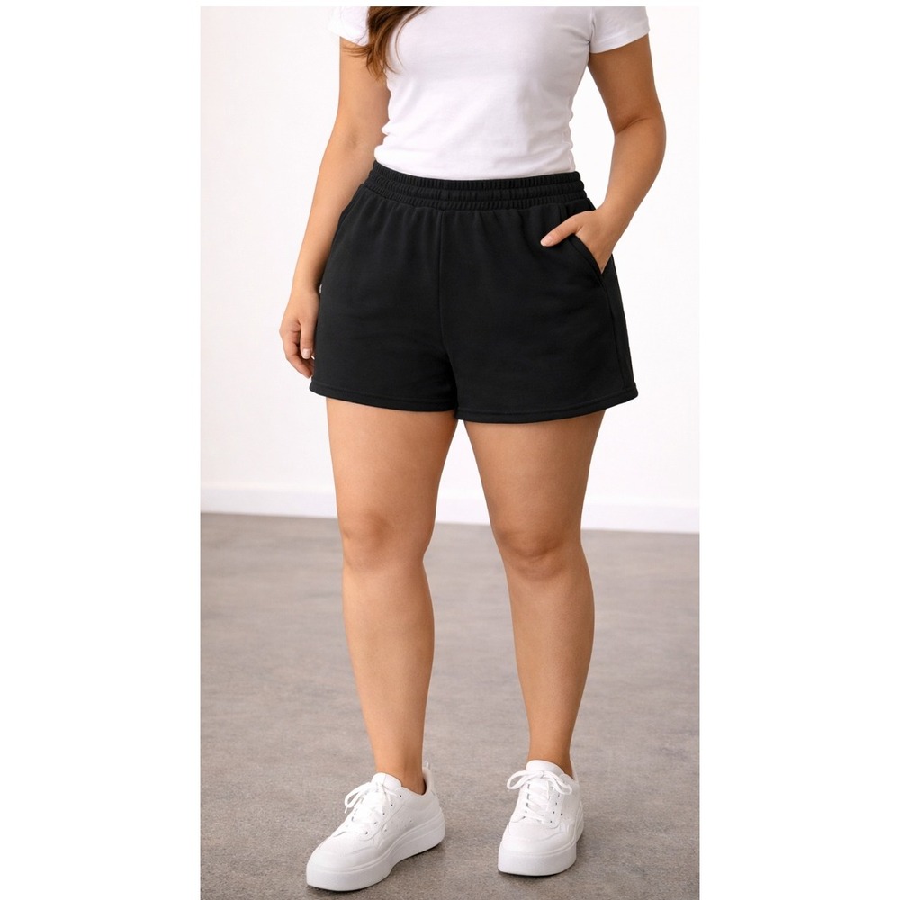 Black Shorts Loungewear Casual Comfy Elastic‎ Waistband Juniors